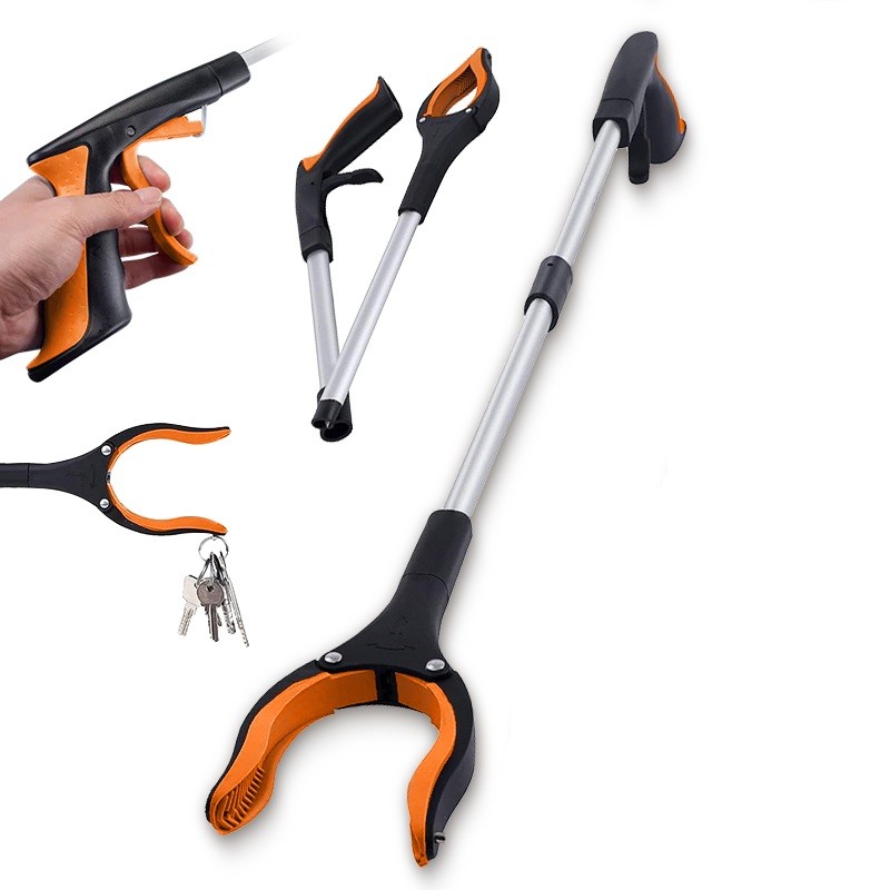 Foldable Reacher Grabber Tool Rotating Jaw & Magnet Trash Picker Heavy Duty