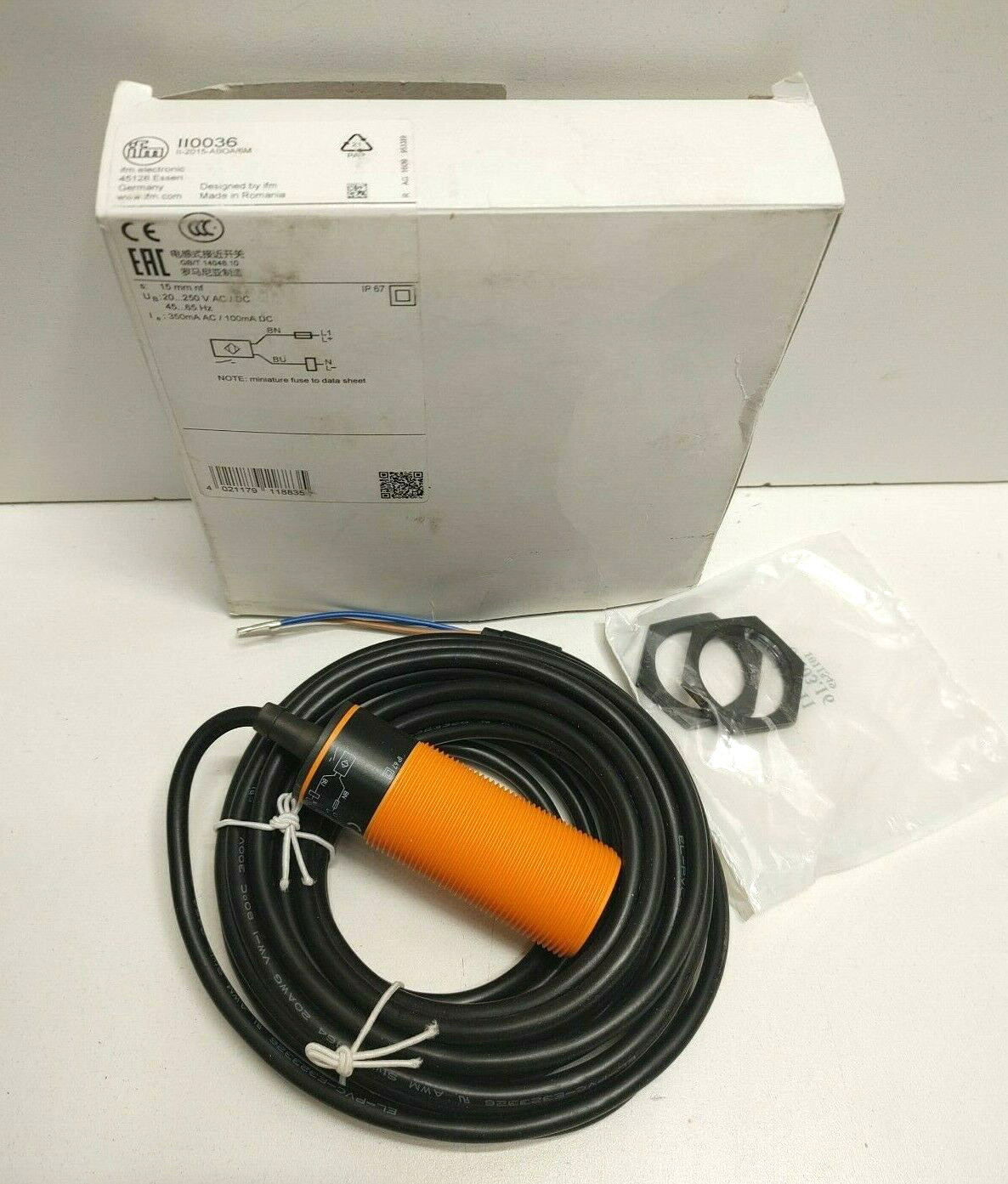 IFM II0036 IIA-2015-ABOA/6M Proximity Switch Sensor New
