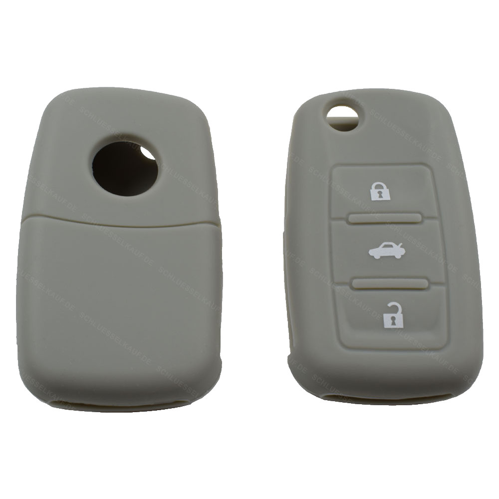 Silicone Grey 3 Button Car Key Cover Case NEW Fits VW Seat Skoda