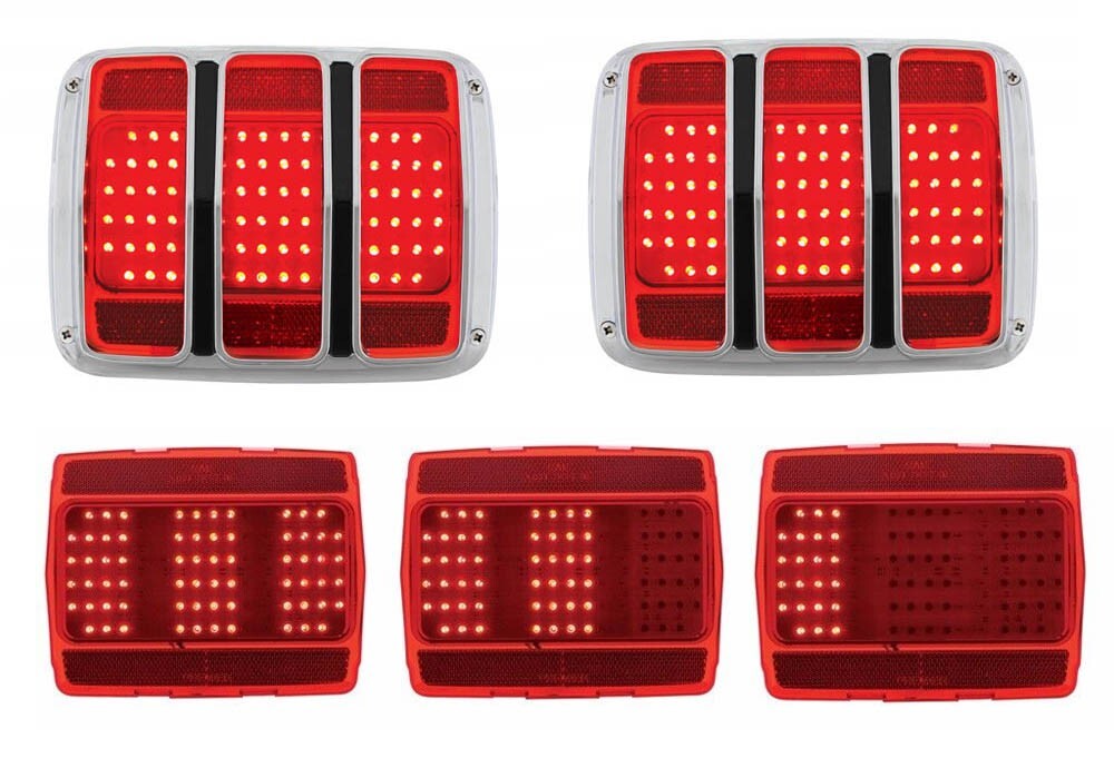 NEW! 1965 - 1966 Mustang LED Tail Lights Sequential Kit Bezels, Gaskets, Lenses