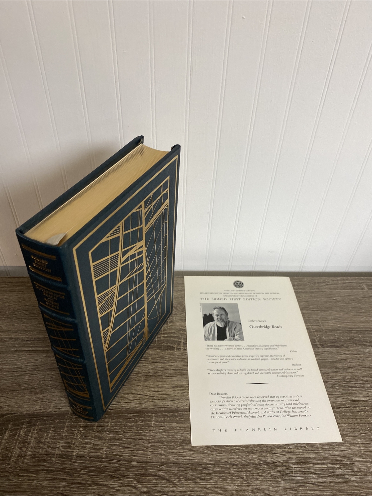 SIGNED FIRST EDITION Leather - Outerbridge Reach Robert Stone FRANKLIN LIBRARY