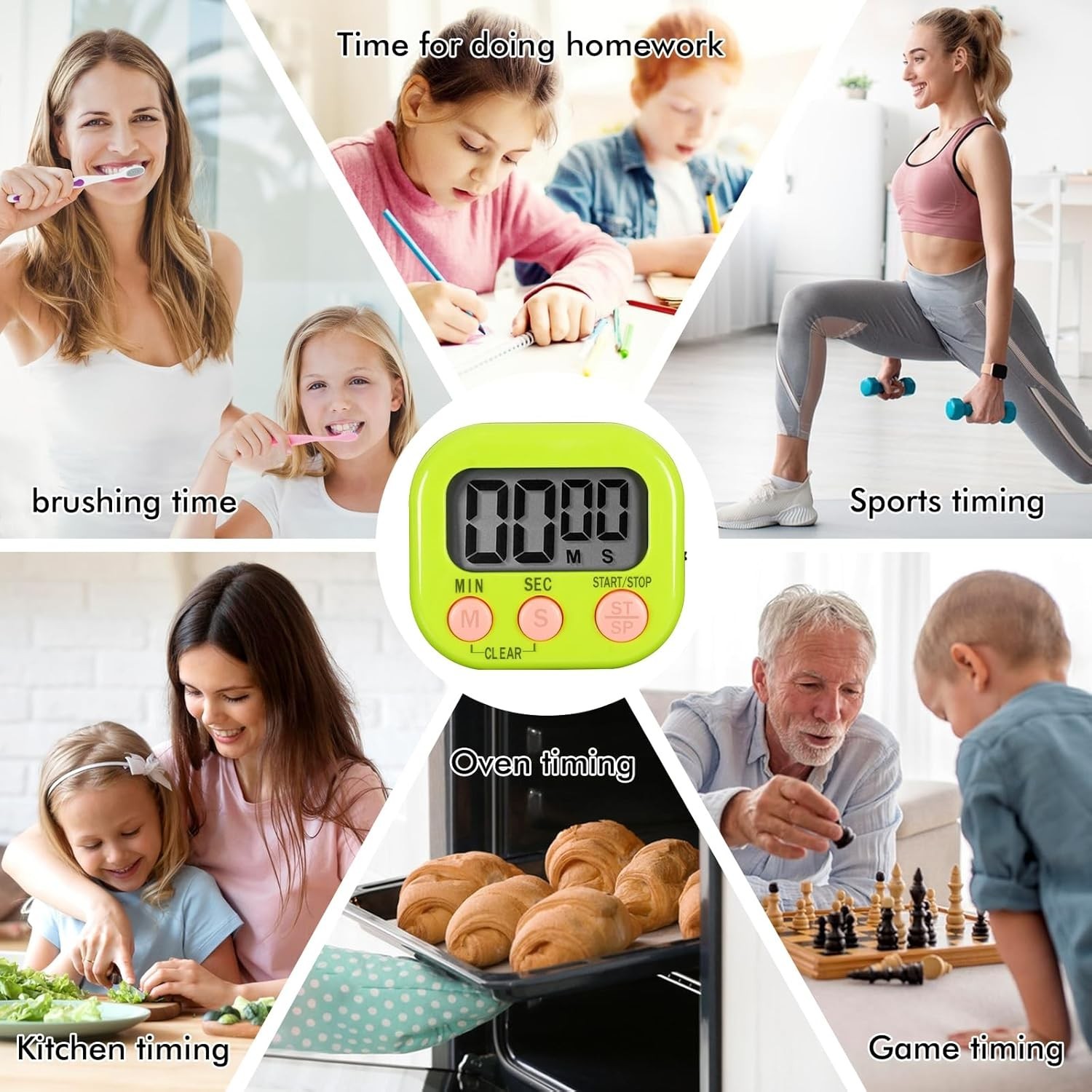 6 Pack Multi-Function Electronic Timer, Learning Management, Suitable for Kit...