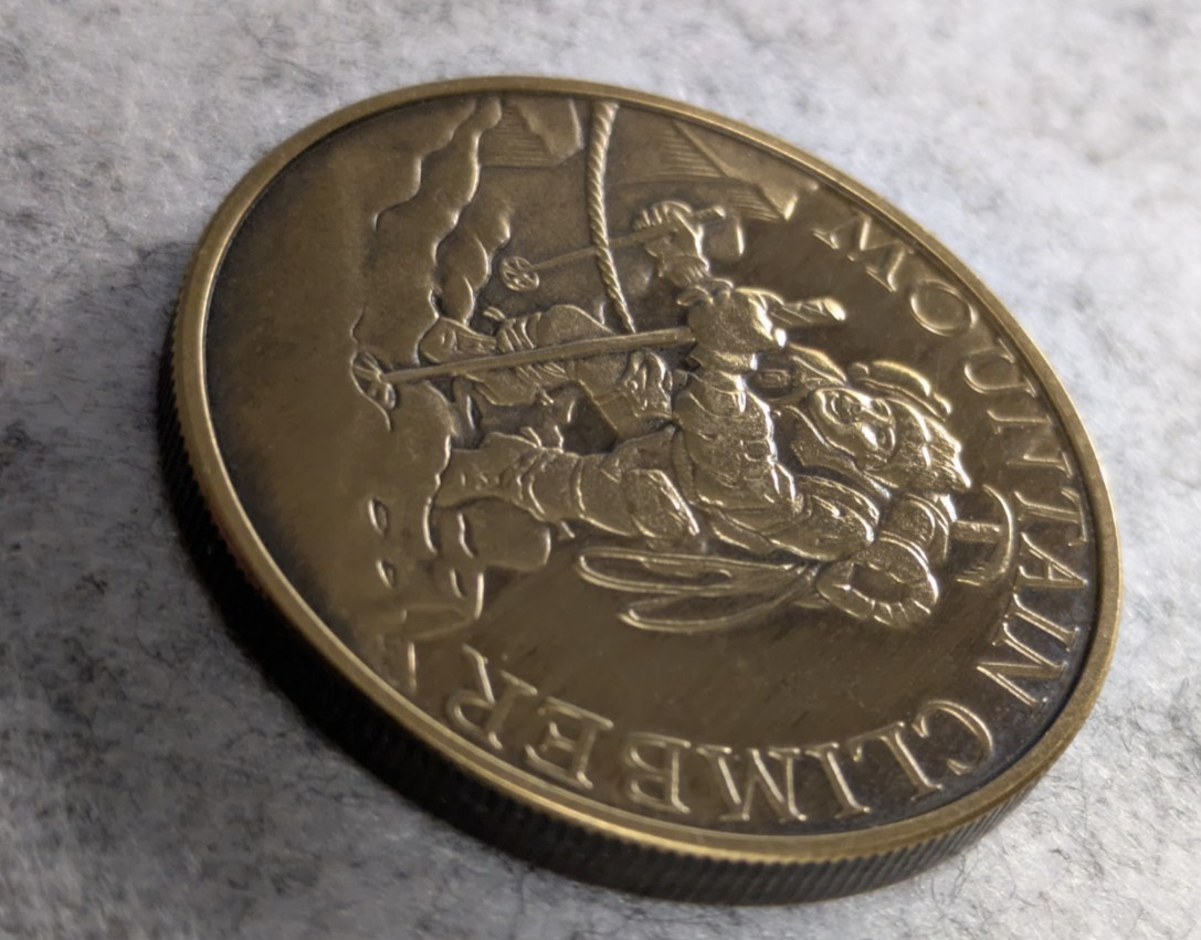 Mountain Climber Mt. Mount Rainier Washington Summit Challenge Token Coin