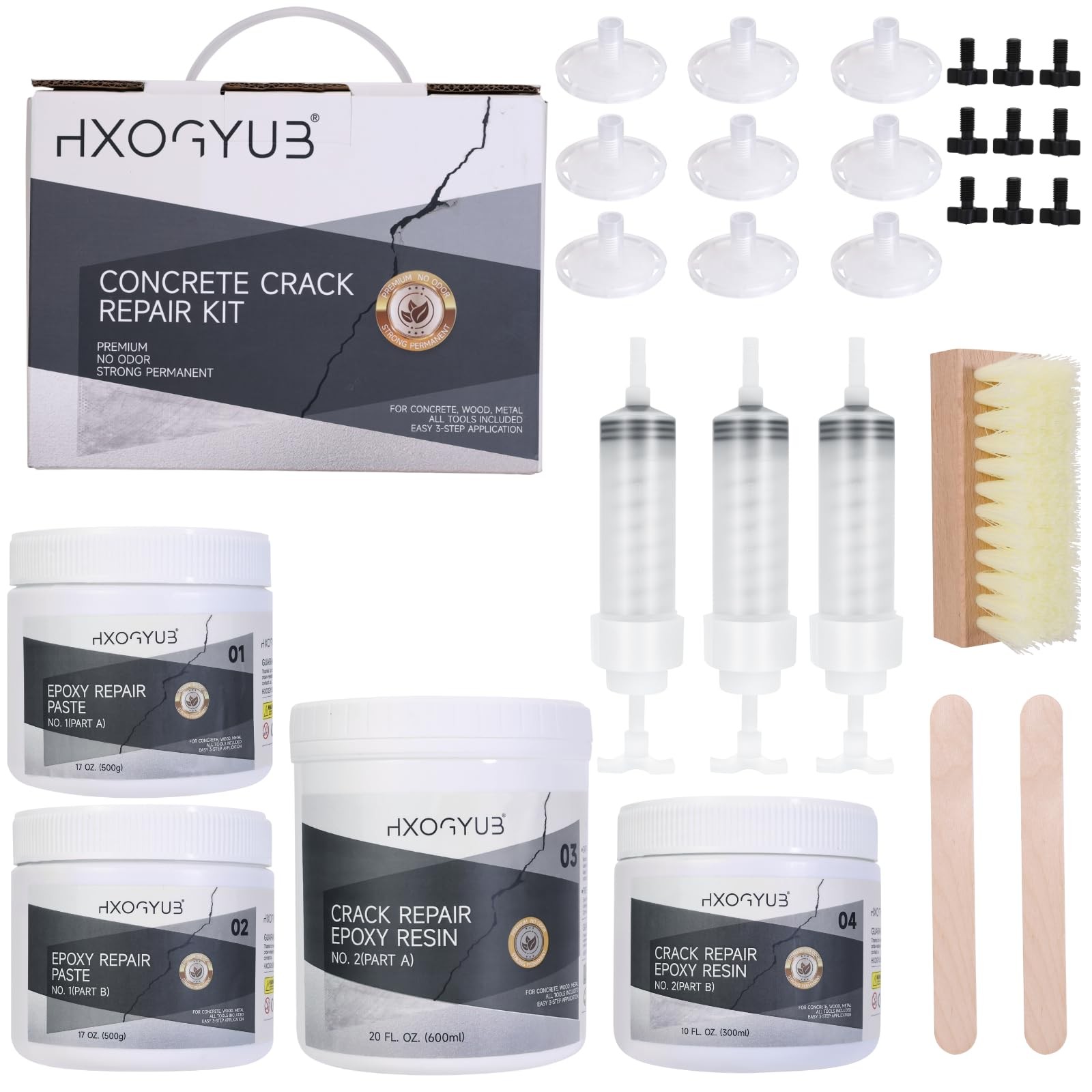 HXOGYUB Concrete Foundation Crack Repair Kit, with Automatic Injector Natural