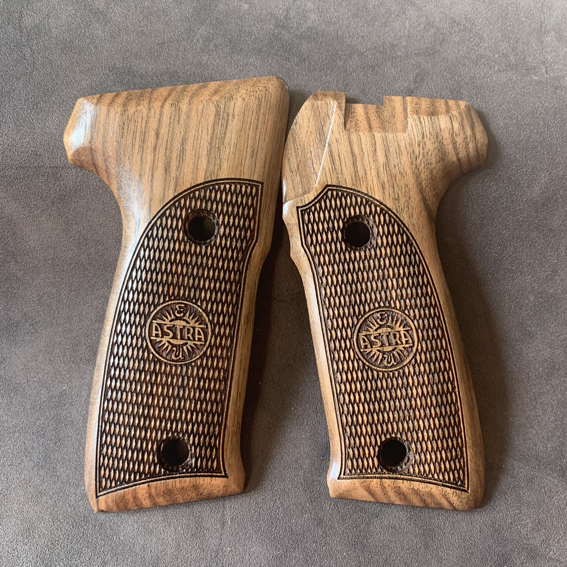 Astra A80, A90, A100 Walnut Wood Grips. Diamond Checkered. Handmade. US Seller