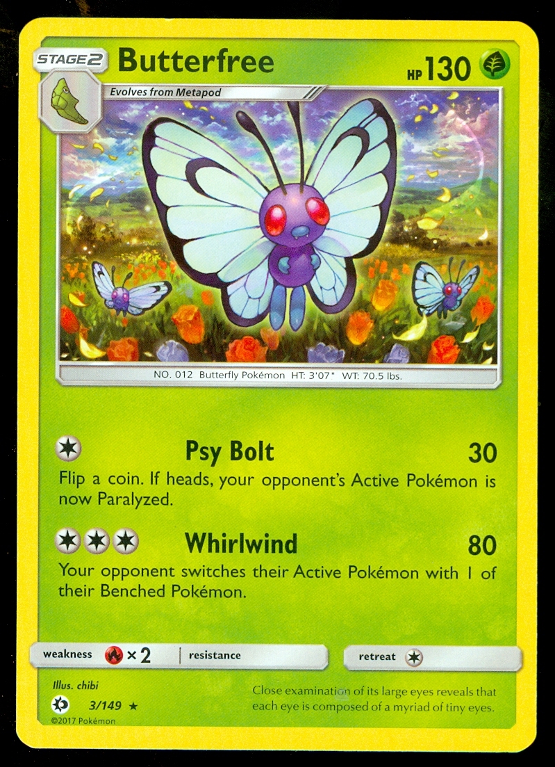 Pokemon BUTTERFREE 3/149 - Sun & Moon RARE - - MINT