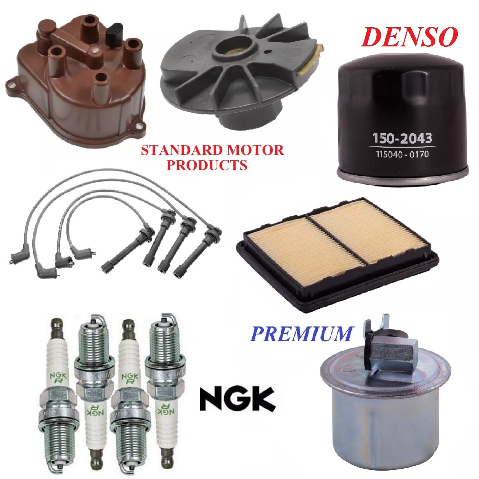 Tune Up Kit Filter Cap Rotor Wire Spark Plugs for Honda Civic L4 1.6L 1992-1994
