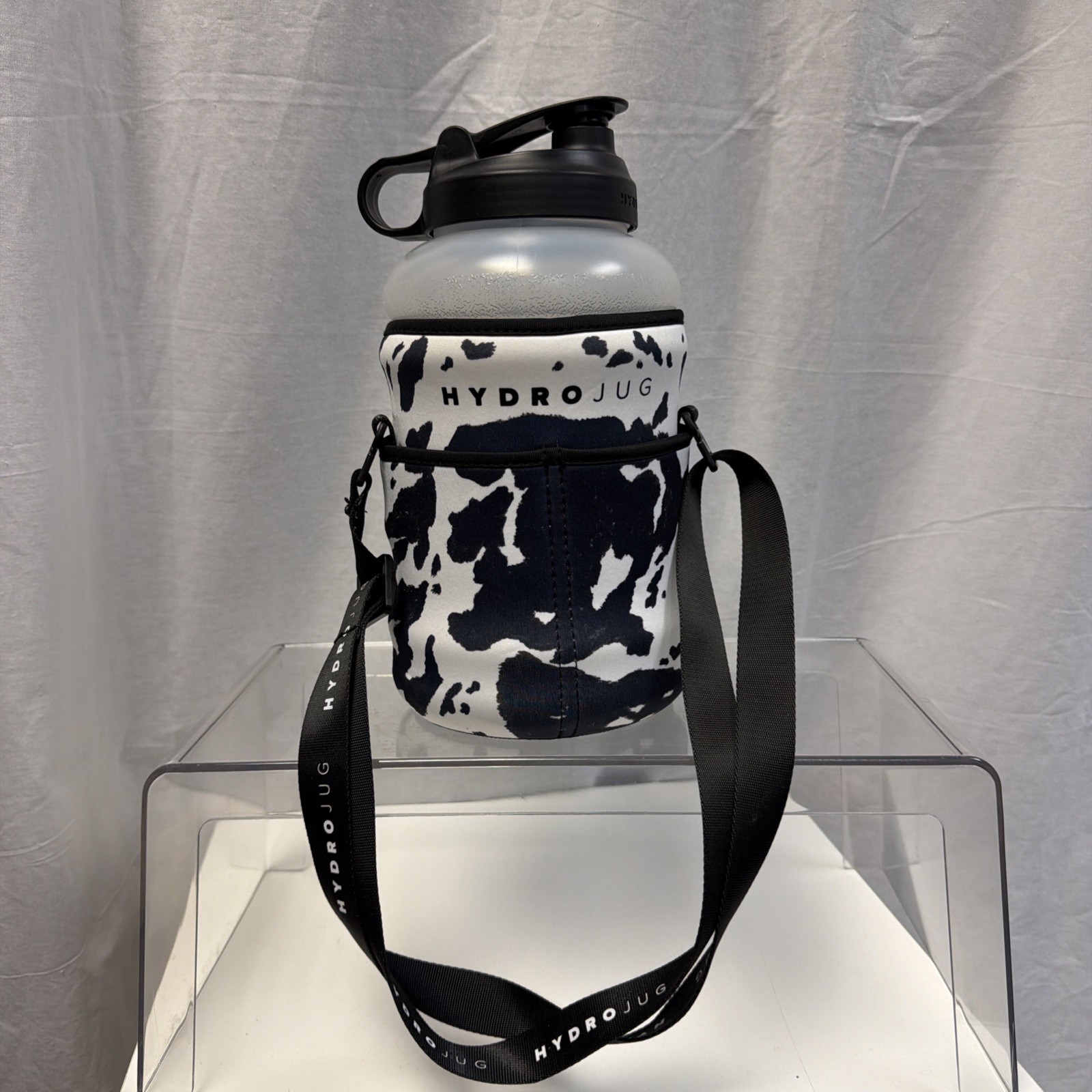 Black And White Cow Print HYDROJUG Water Bottle  And Sling