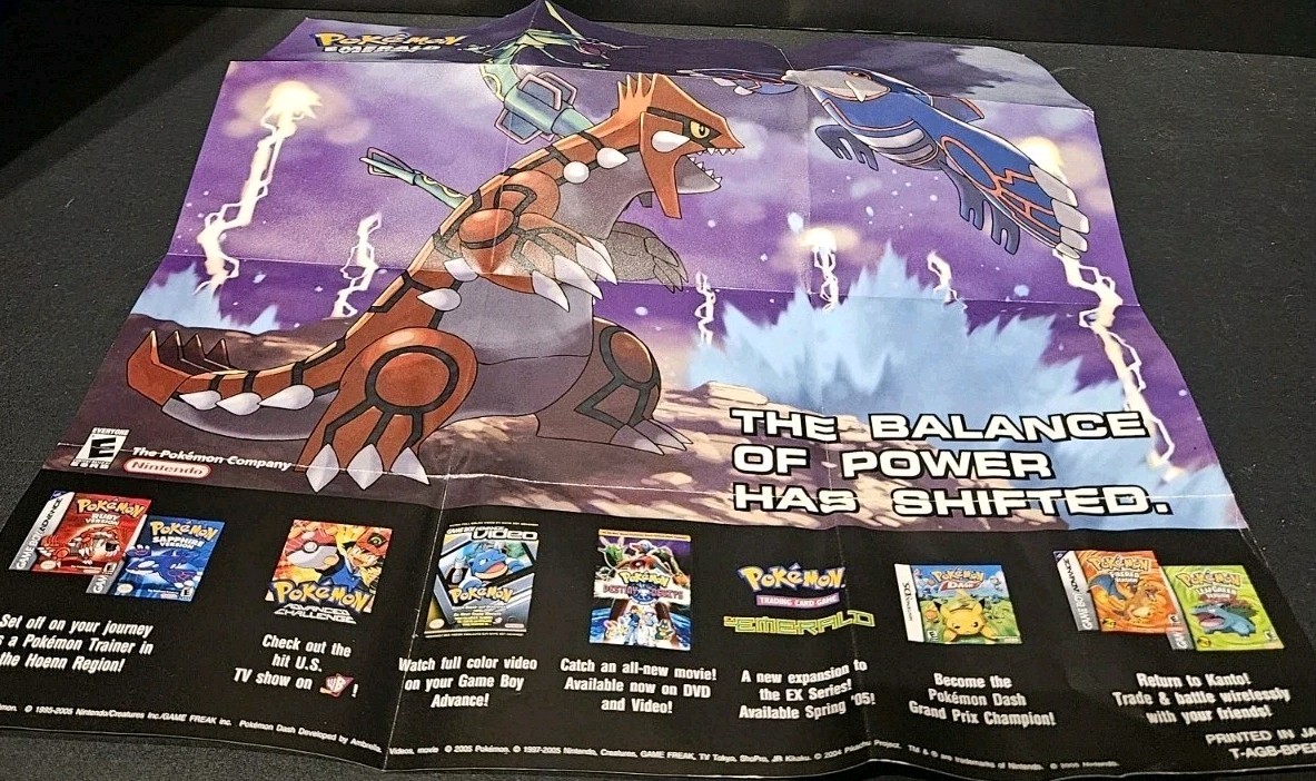 Nintendo Pokémon GBA Gameboy Advance Emerald Poster Insert Rare Vintage