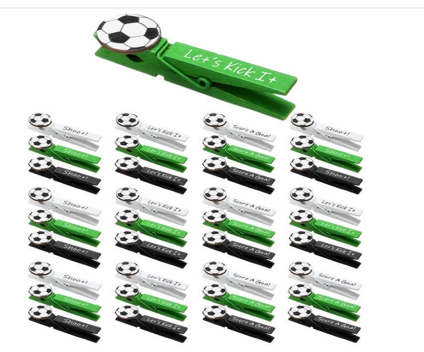 Geelin 90 Pcs 2.9 Inch Sports Spirit Clothes Clips Cheer Pins Mini Pins Soccer