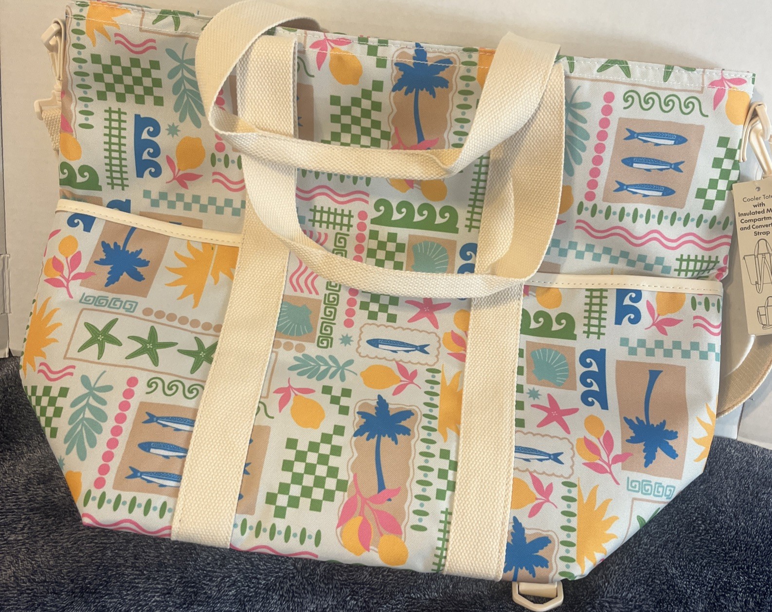 Cooler Tote With Insulated Main Compartment And Convertible Strap