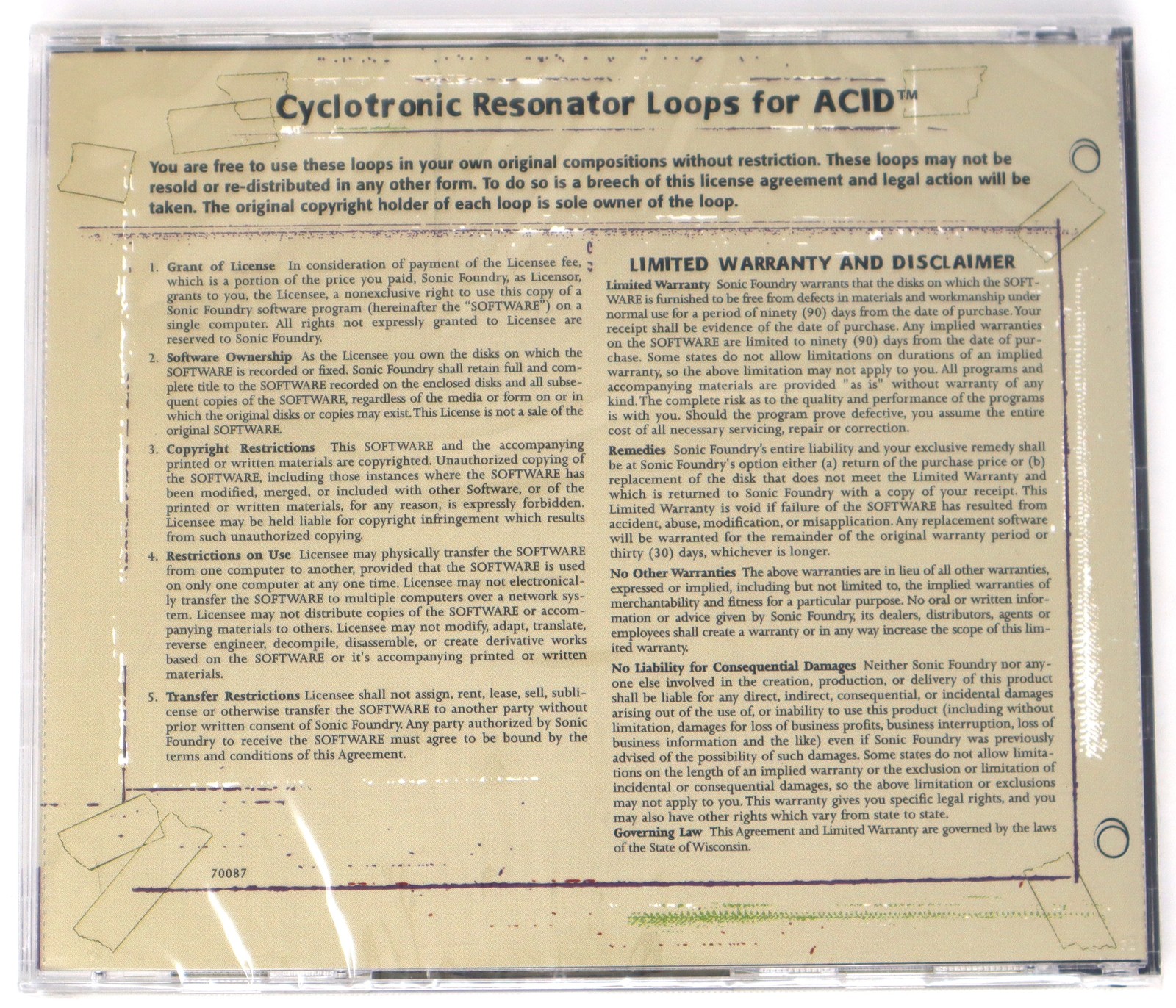 Sonic Foundry Cyclotronic Resonator Loops For Acid Sound Library/Sampling CD