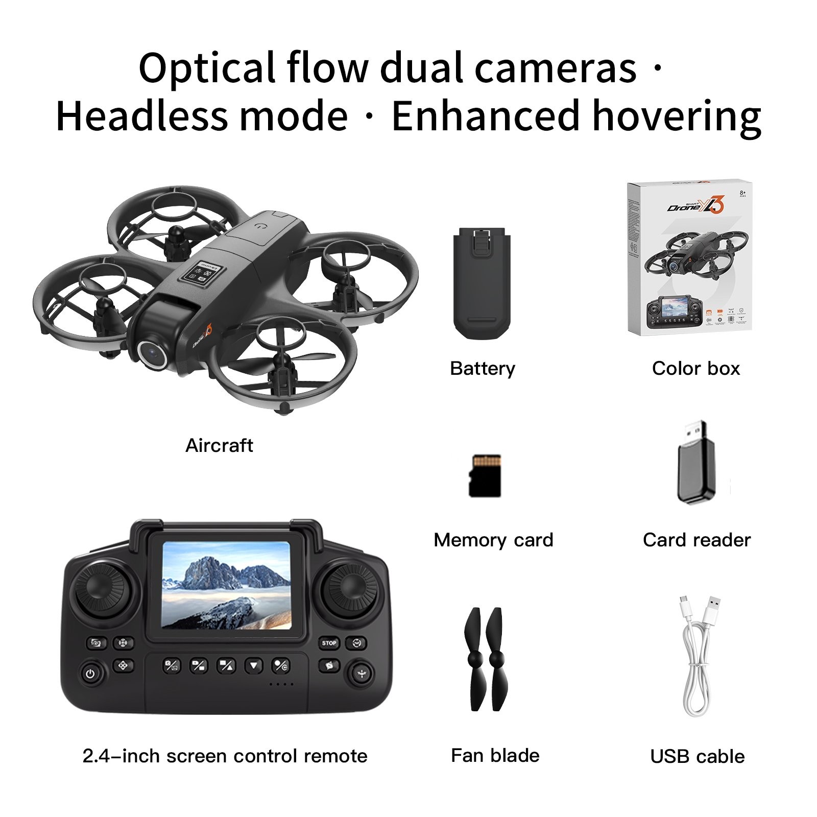 2.4" Screen Mini Drone with 4K Dual Cameras Adjustable Camera 360° Flip 3 Speed