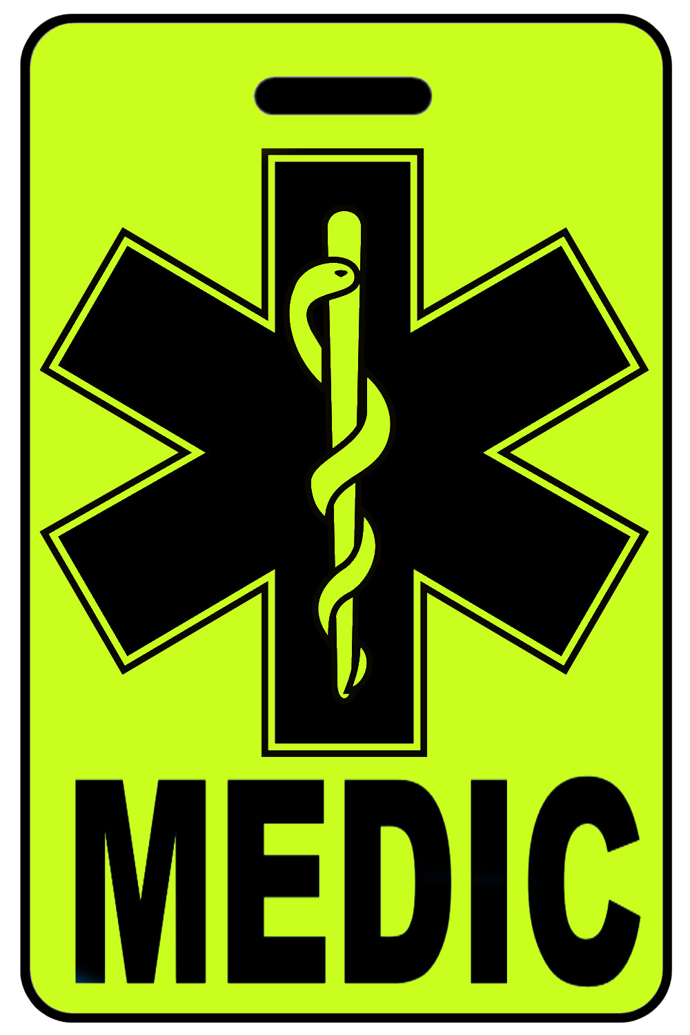 Personalized Hi-Viz Yellow MEDIC Luggage/Gear Bag Tag