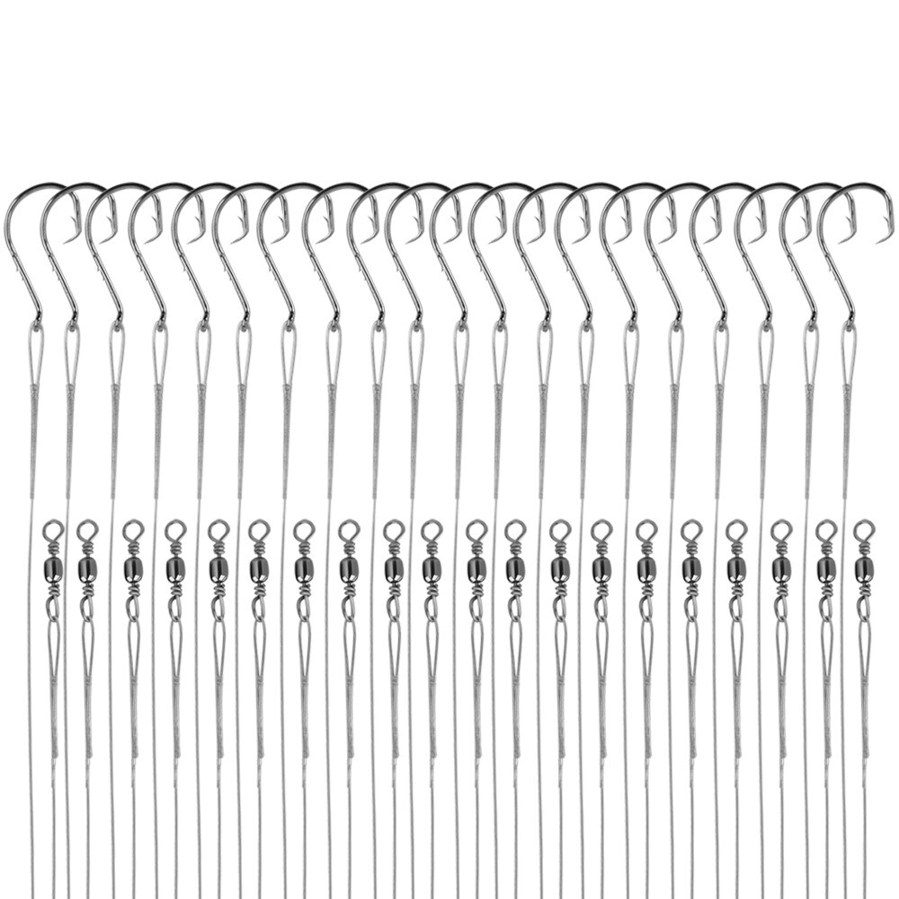 40pcs Circle Hook with Leader Wire Bass Catfish Fishing Lure Rigs Saltwater