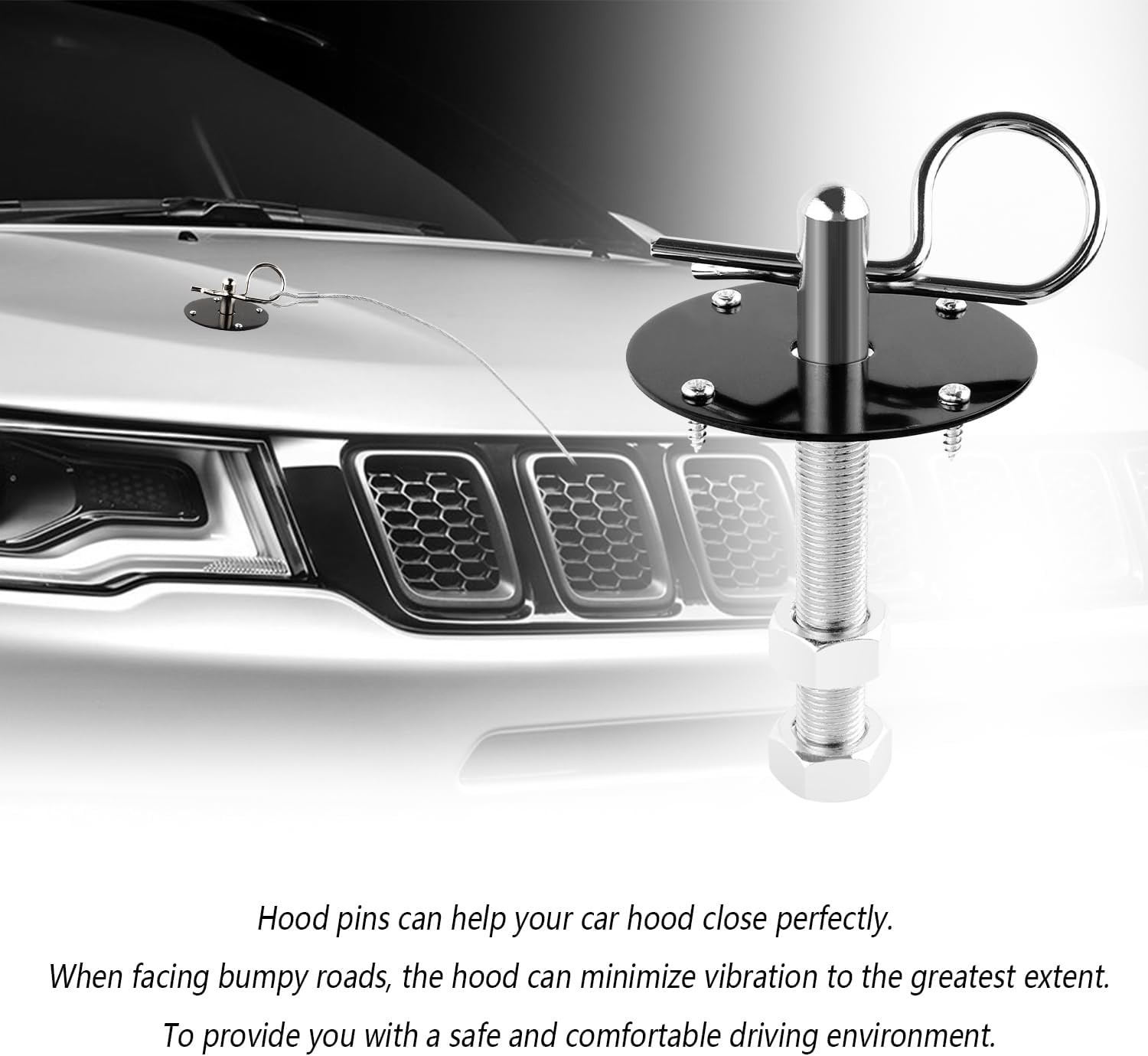 Hood Pins Kit with Racing Lanyard for Car