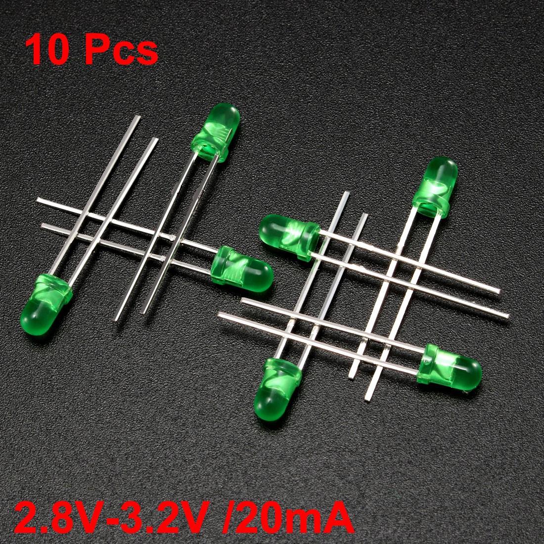 10pcs 3mm Green LED Diode Lighting Electronic Component Emitting Light 2.8-3.2V