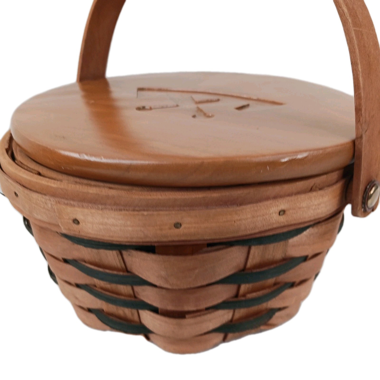 Wooden Basket Rustic Burlwood Hand Carved, Vintage MCM American Decor, Farmhouse