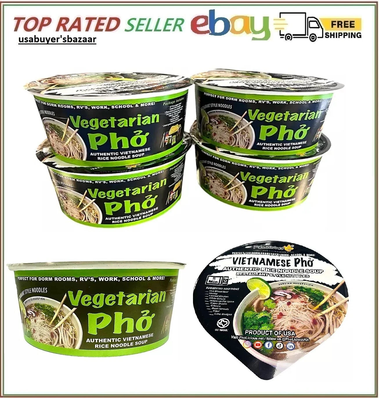 PhoLicious Vegetarian Instant Pho, 3.6 oz., 4 pk.
