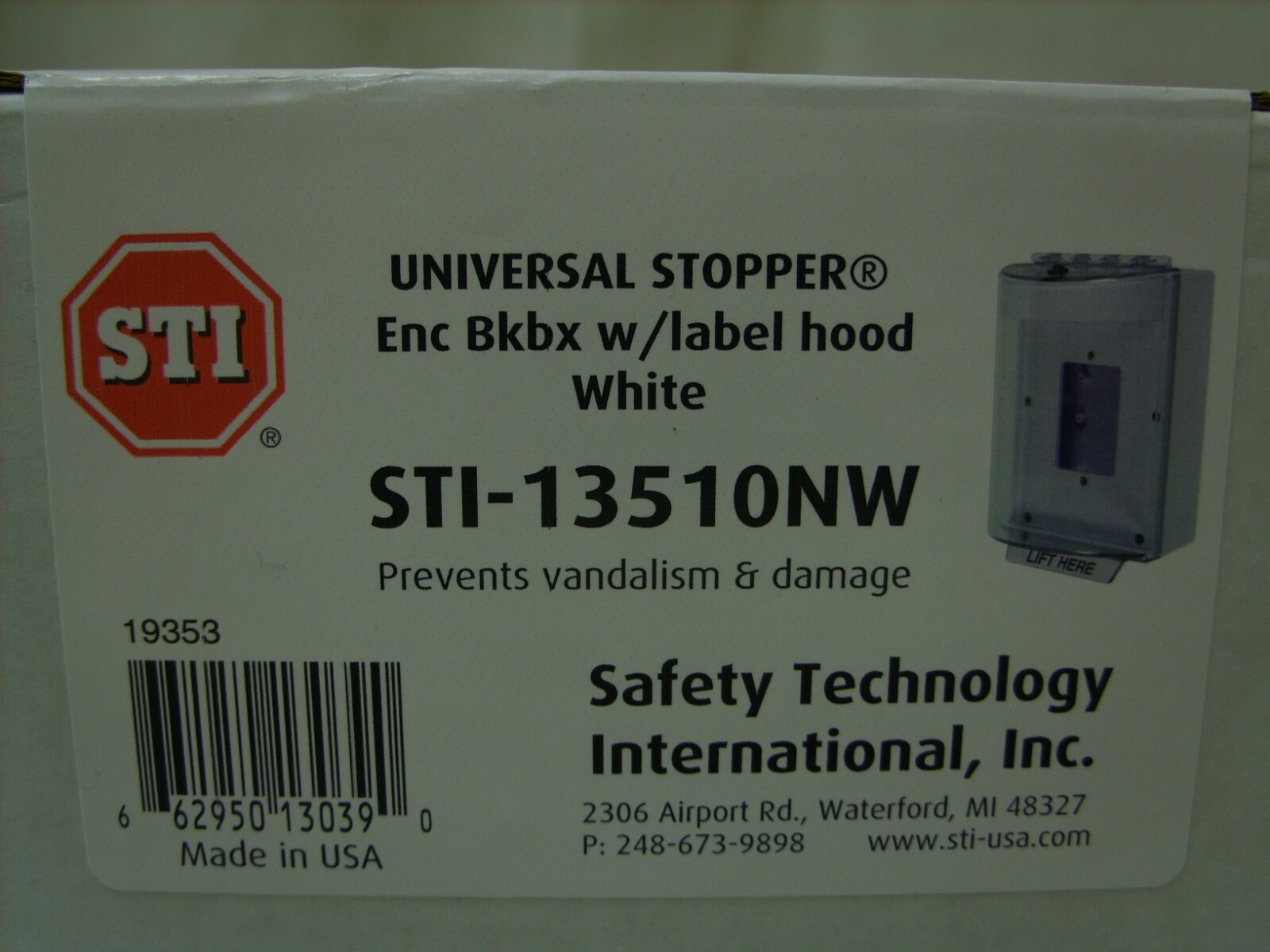 SAFETY TECHNOLOGY INTERNATIONAL STI-13510NW Universal Stopper Cover,Surface,4inD