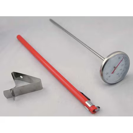Zoro Select 23Nu25 8" Stem Analog Dial Pocket Thermometer, -40 Degrees To 160,