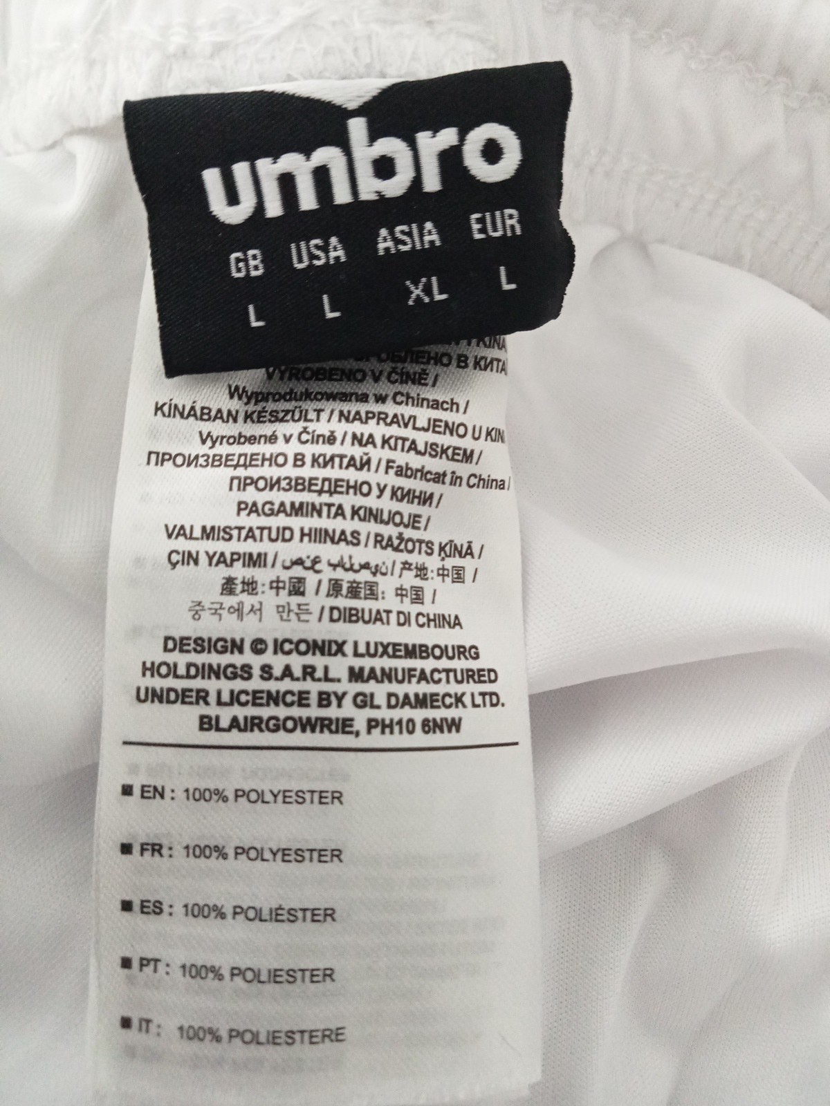 Umbro Drawstring Polyester Soccer Shorts White Size L
