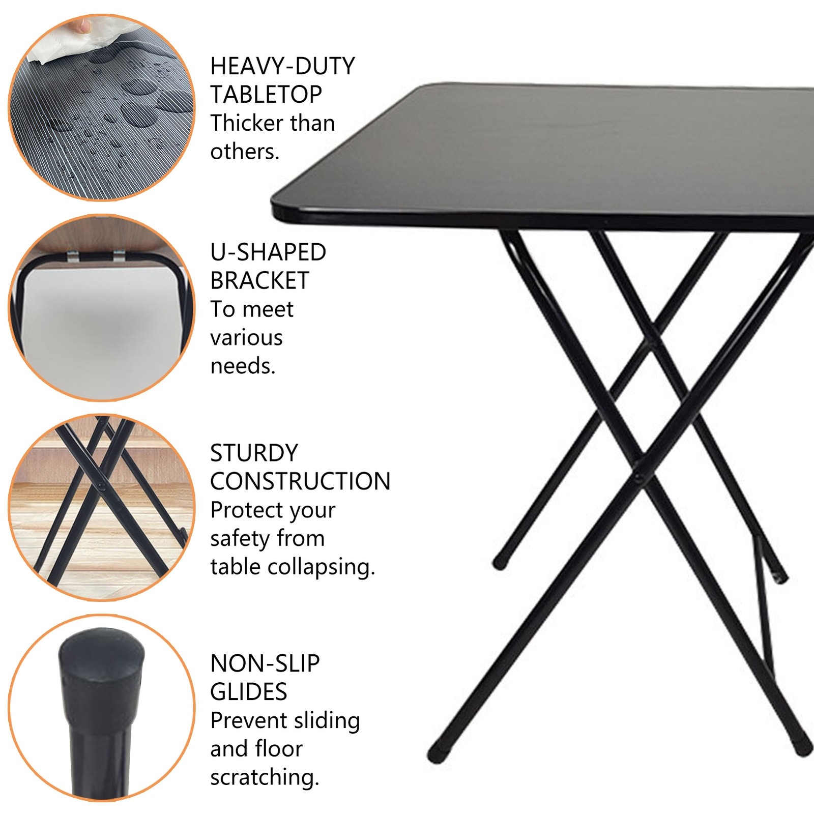 Indoor/Outdoor Folding Dining Table Square Seats 4 Office Study Computer Desk
