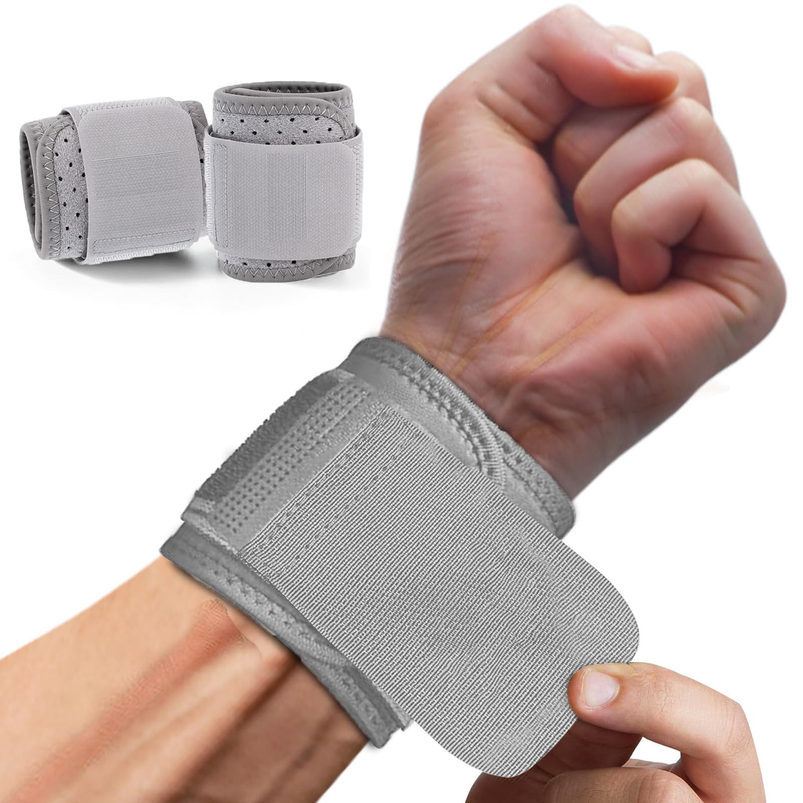 Wrist Support Wrist Brace Adjustable Strap Protection For Pain Relief 2 Pcs