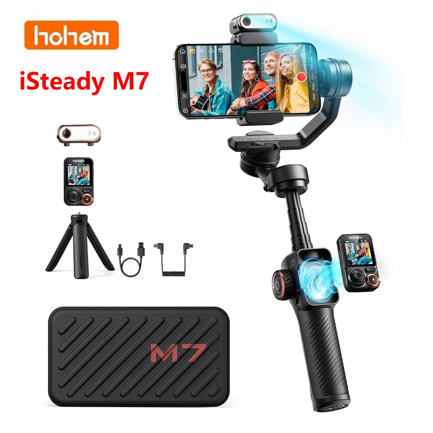 Hohem iSteady M7 Gimbal Stabilizer Fill Light with AI Tracking for iPhone Phone