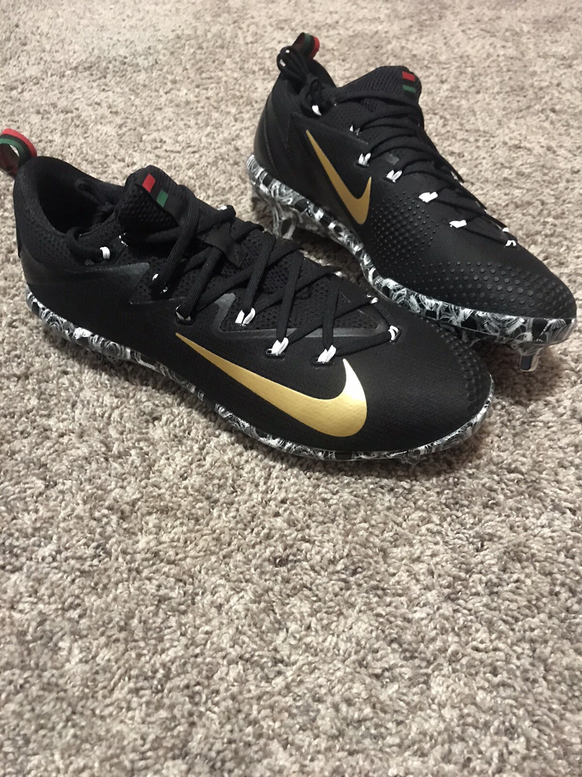 Rare Nike Zoom Vapor Elite BHM Baseball Cleats Black Gold Size 12.5 AO1007-077