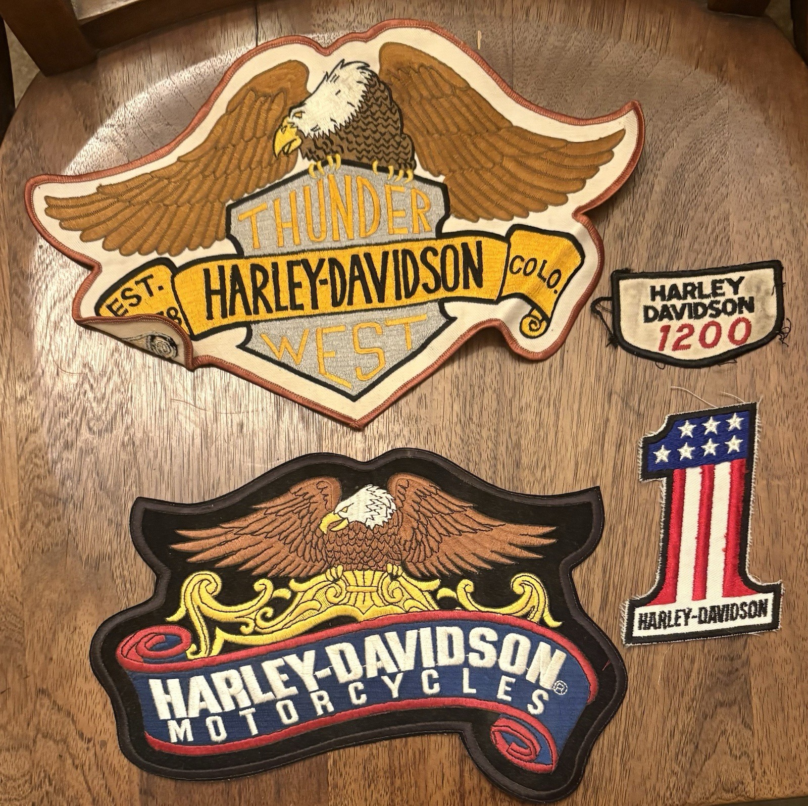 RARE VINTAGE HARLEY DAVIDSON PATCH LOT 2 LARGE & 2 SMALL COLORADO EAGLE #1 1200