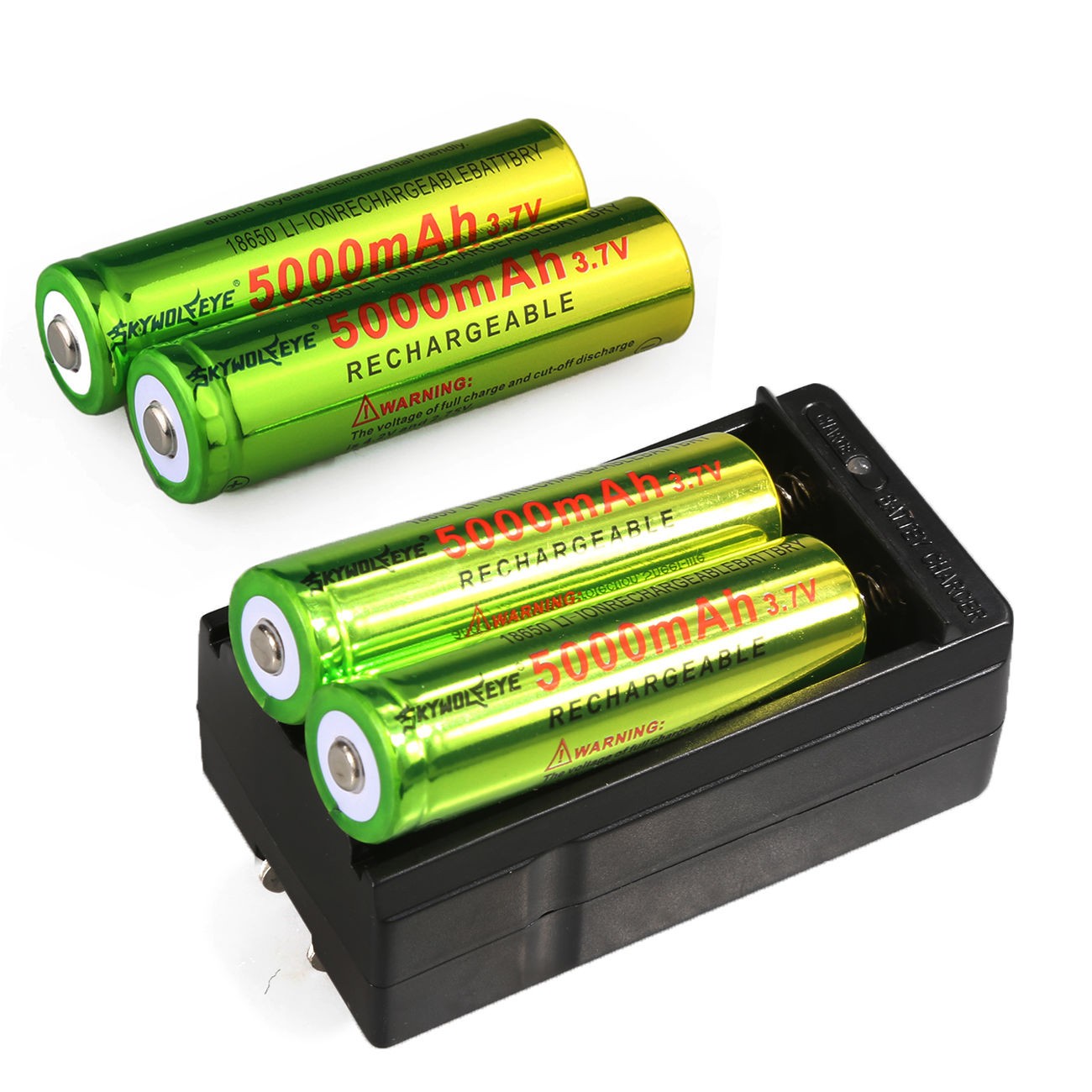4pcs Battery Rechargeable 3.7v Li-ion Batteries Cell + Charger For Flashlight