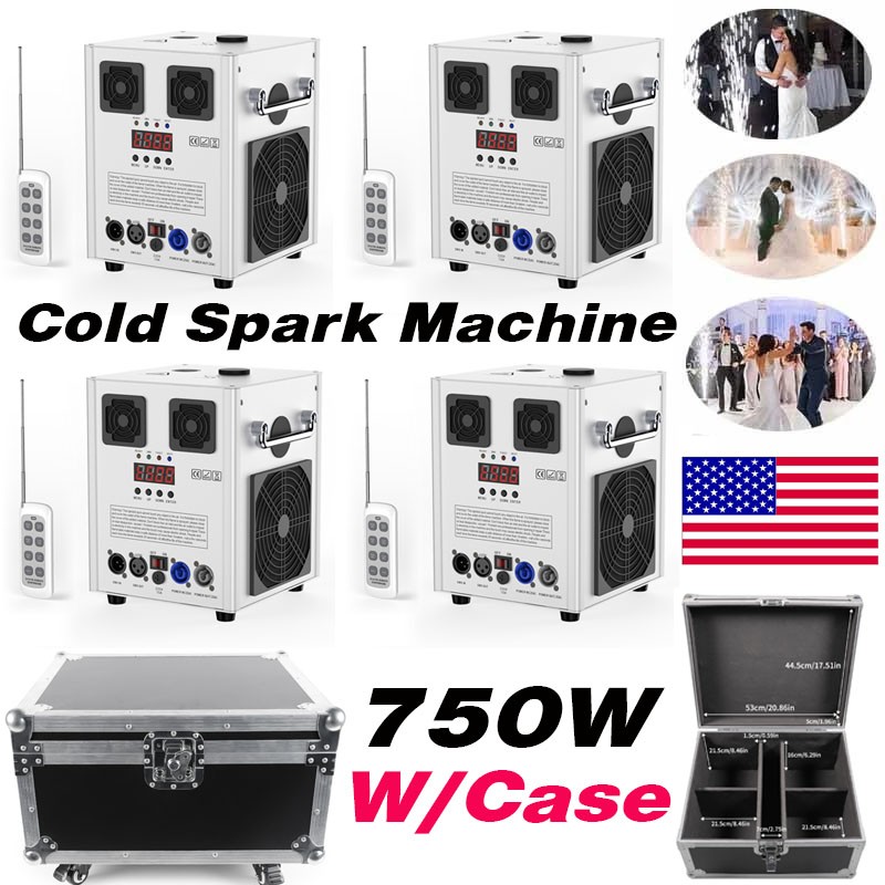 750W Cold Spark Machine Stage Effect DMX Firework DJ Event Party Wedding W/Case