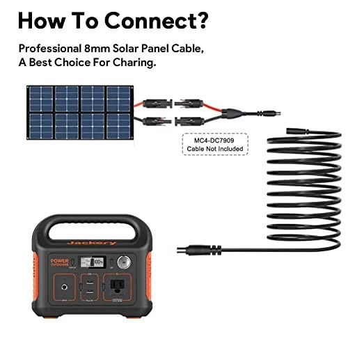 30Ft Jackery Extension Cable 14AWG 8mm Solar Panel Black