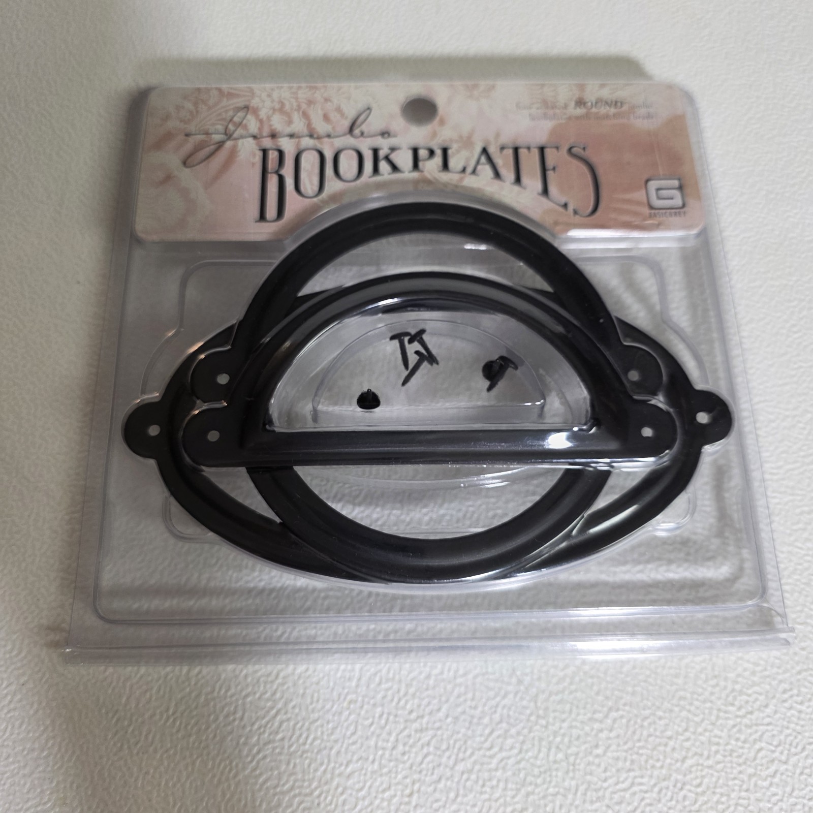 BASICGREY Jumbo Book Plates 3 Only Round Oval and 1/2 Round Journaling Projects