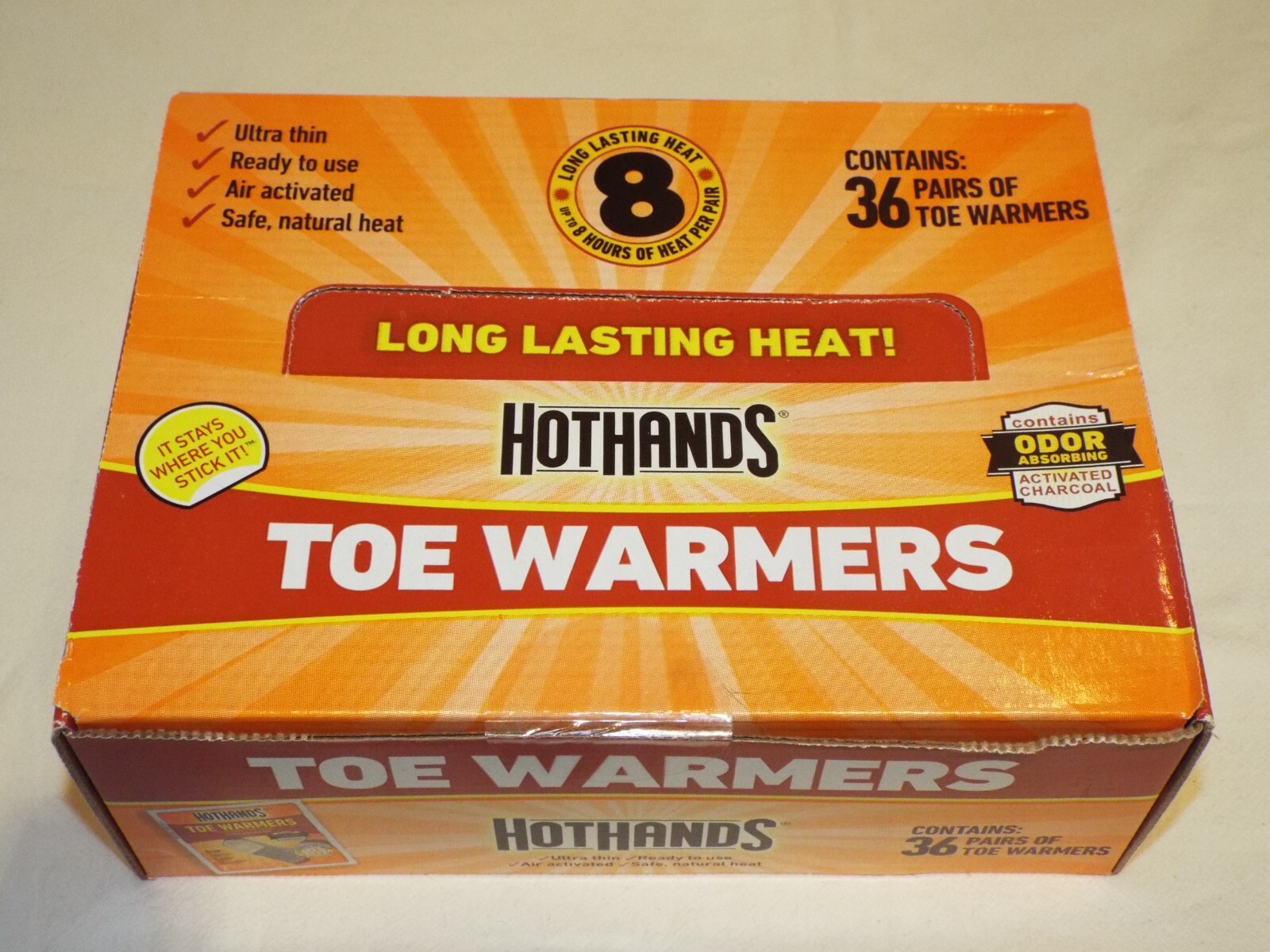 Full case HotHands Toe Warmers Brand New Sealed Box of 36 Pairs Exp 06/26 8 Hour