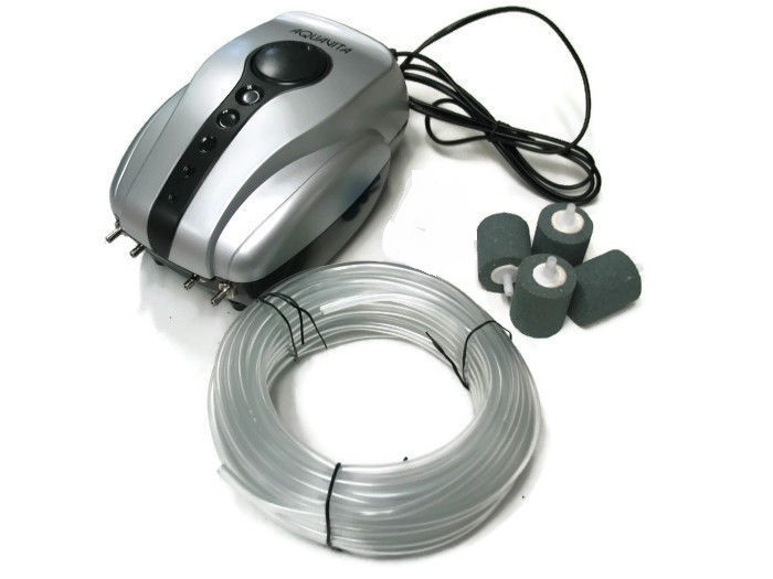 300+ Gal Aquarium Adjustable Air Pump, 4 Air Stones, 25ft Tubing
