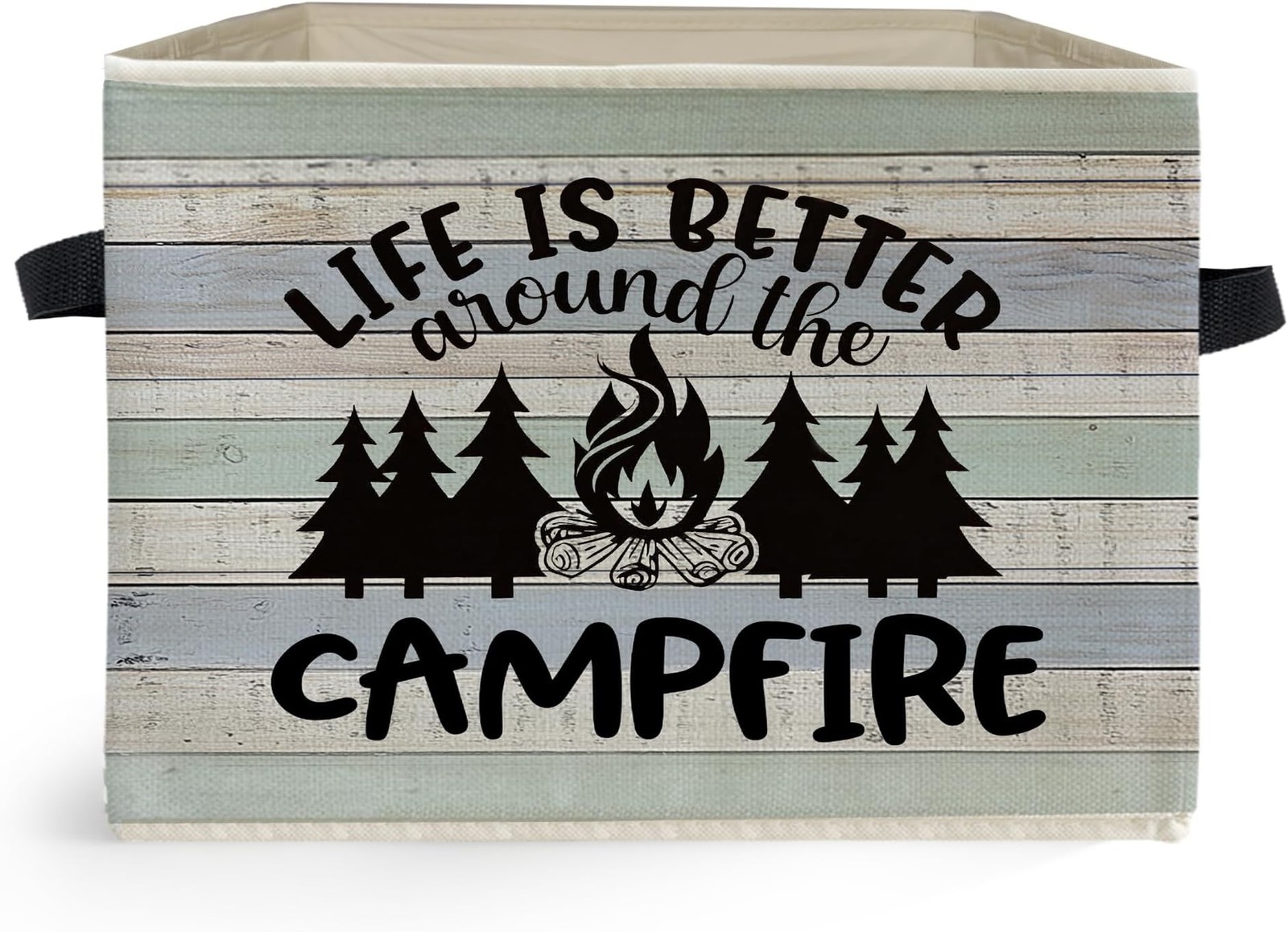 Rustic Camping Storage Box Bins, Life Is Better Around the Campfire Collapsib...