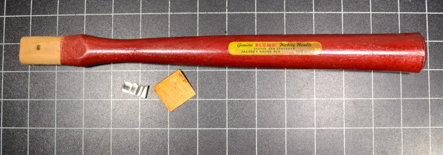 PLUMB - 16" HAMMER HANDLE - FACTORY FITTED FOR PLUMB TOOLS - W/ WOOD WEDGE - NOS