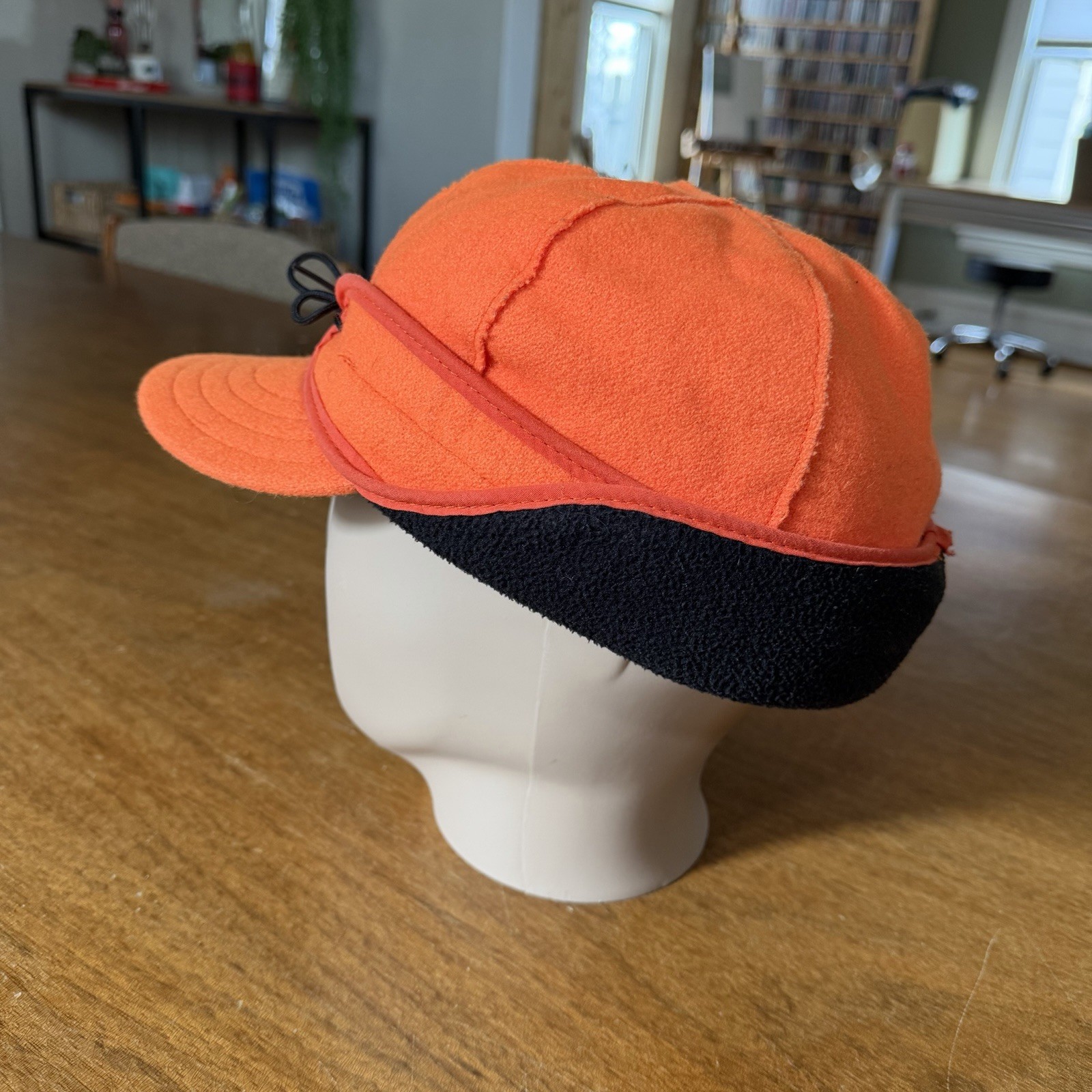 Stormy Kromer Insulated Wool Rancher Cap Ear Flaps Blaze Orange Size 7 1/2 7.5