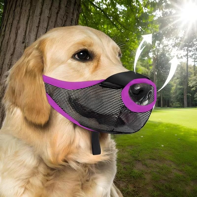 Adjustable Dog Muzzle Breathable Mesh Mouth Guard for Walking and Training Pets