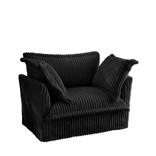 Slip-covered Armchair with 1 Big Back Cushion and 2 Big Toss Pillows Corduroy