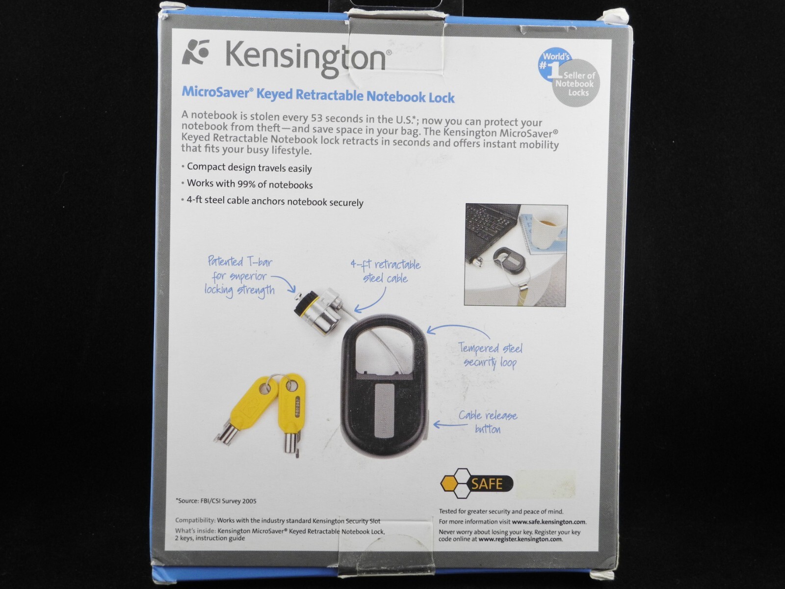 NEW Kensington MicroSaver Keyed Retractable Notebook Lock