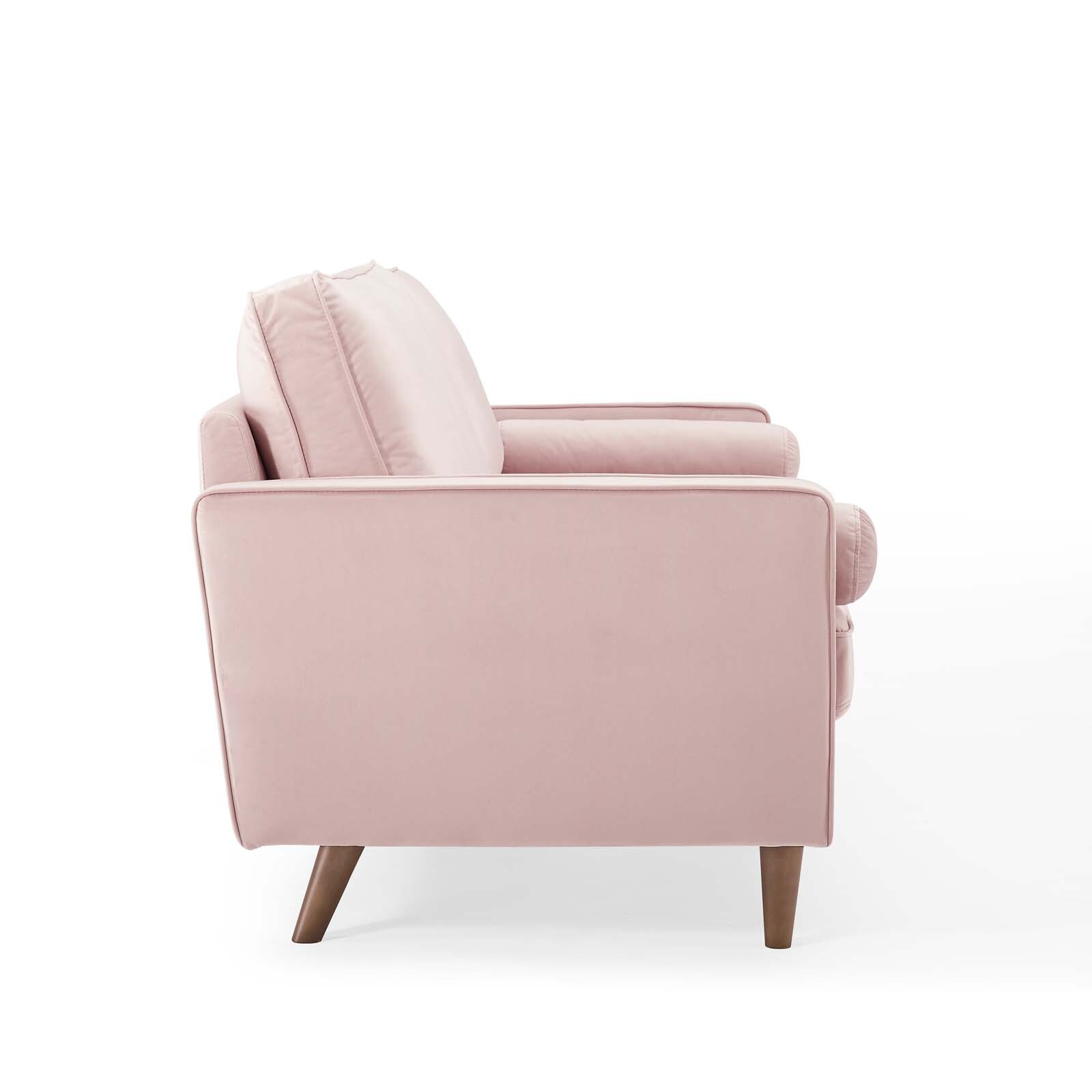 Modway Valour Performance Velvet Upholstered Tufted Sofa In Pink