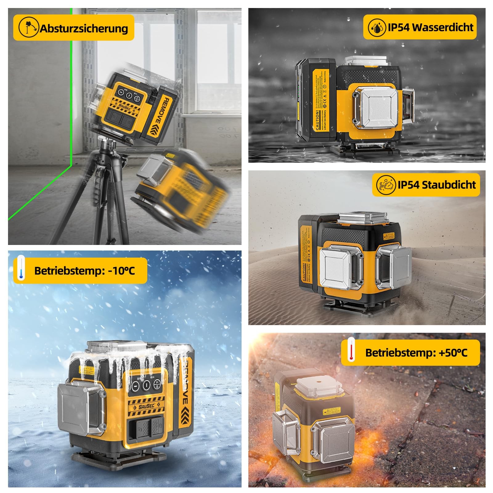 Laser Level 360 Self Leveling, 3 x 360 Self-Leveling Cross Line Green