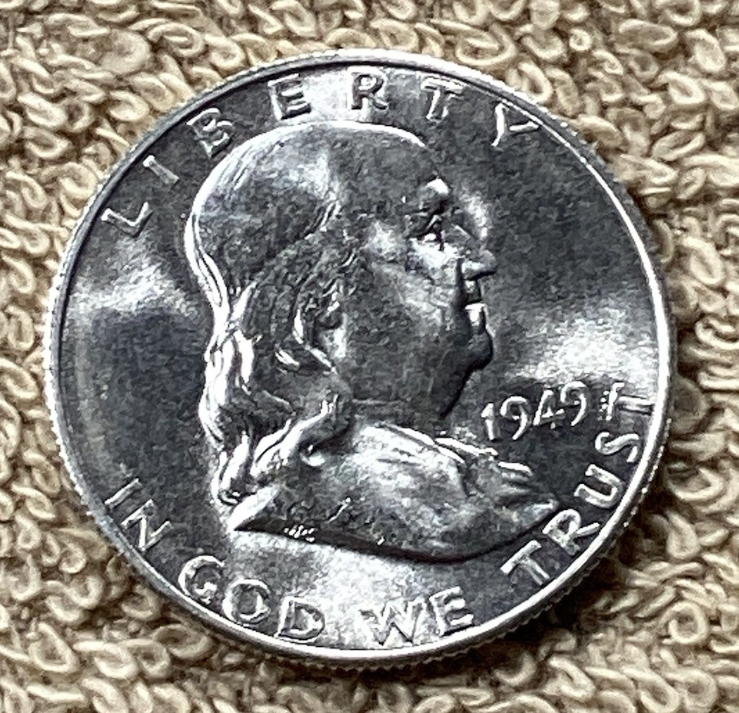 1949-S Franklin 50c UNC/BU Half Dollar. Free Shipping.