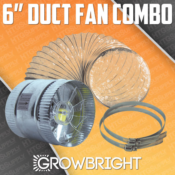 6" GROW LIGHT EXHAUST KIT 6 IN. INLINE DUCT FAN WITH 6.5 FT. CLEAR DUCT & CLAMPS