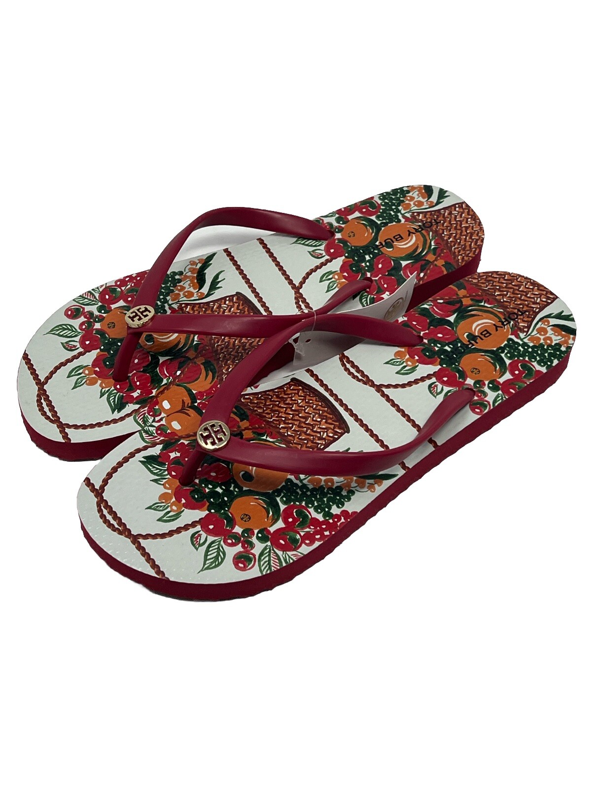 Tory Burch flip-flops red basket fruit 8