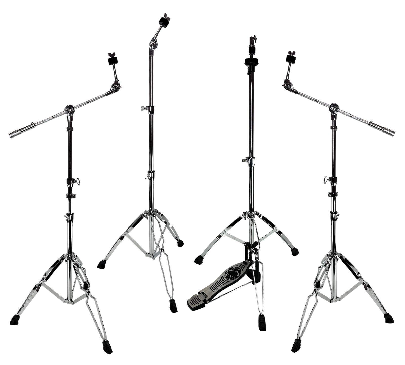 Drum Hardware Pack 4 Cymbal Boom Stands and Hi Hat Cymbal Stand Heavy Duty Stand