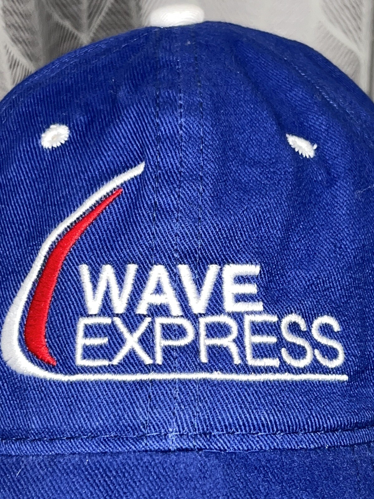 Wave Express Red White Logo on Navy BlueHat Cap Hook Loop One Cap Brand EUC